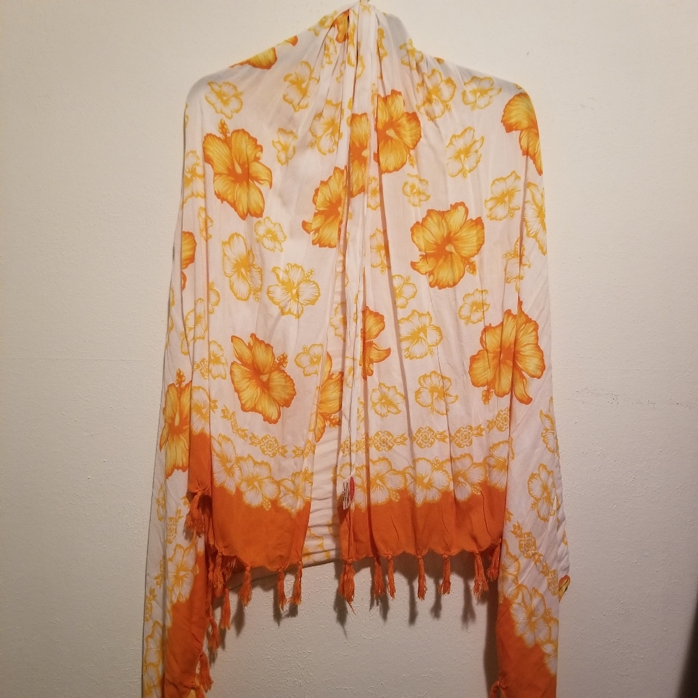 Hawaiian hibiscus flower sarong swim cover up
